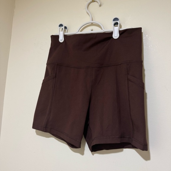 Women's Aerie Offline Brown Gym Activewear Workout Shorts with Pockets Size L - Picture 2 of 15